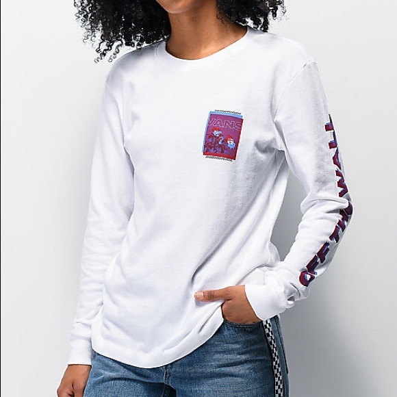 Vans Doubler White Long Sleeve T-shirt - Picture 2 of 3